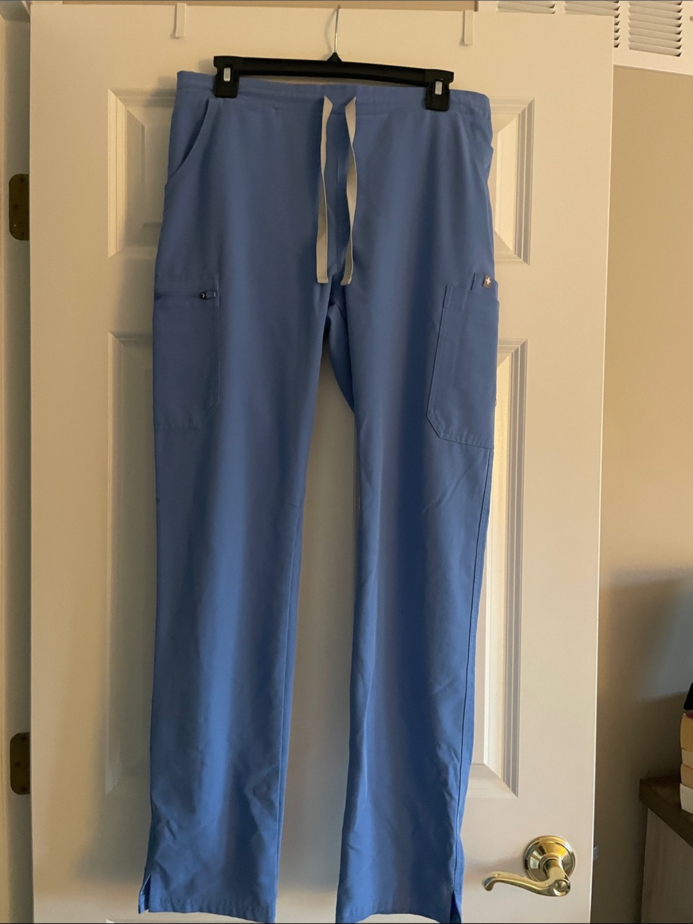 Women’s Light Blue Drawstring Cargo Scrub Pants